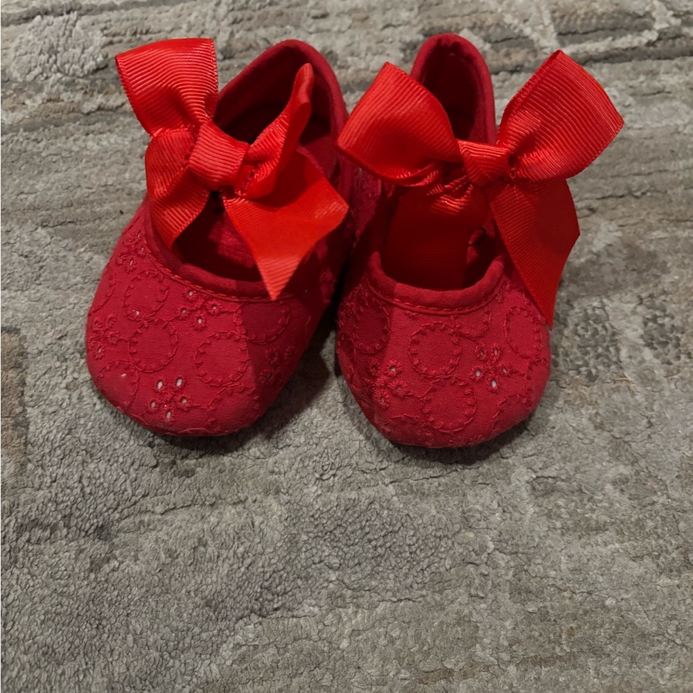 Charming Red Baby Shoes with Bow